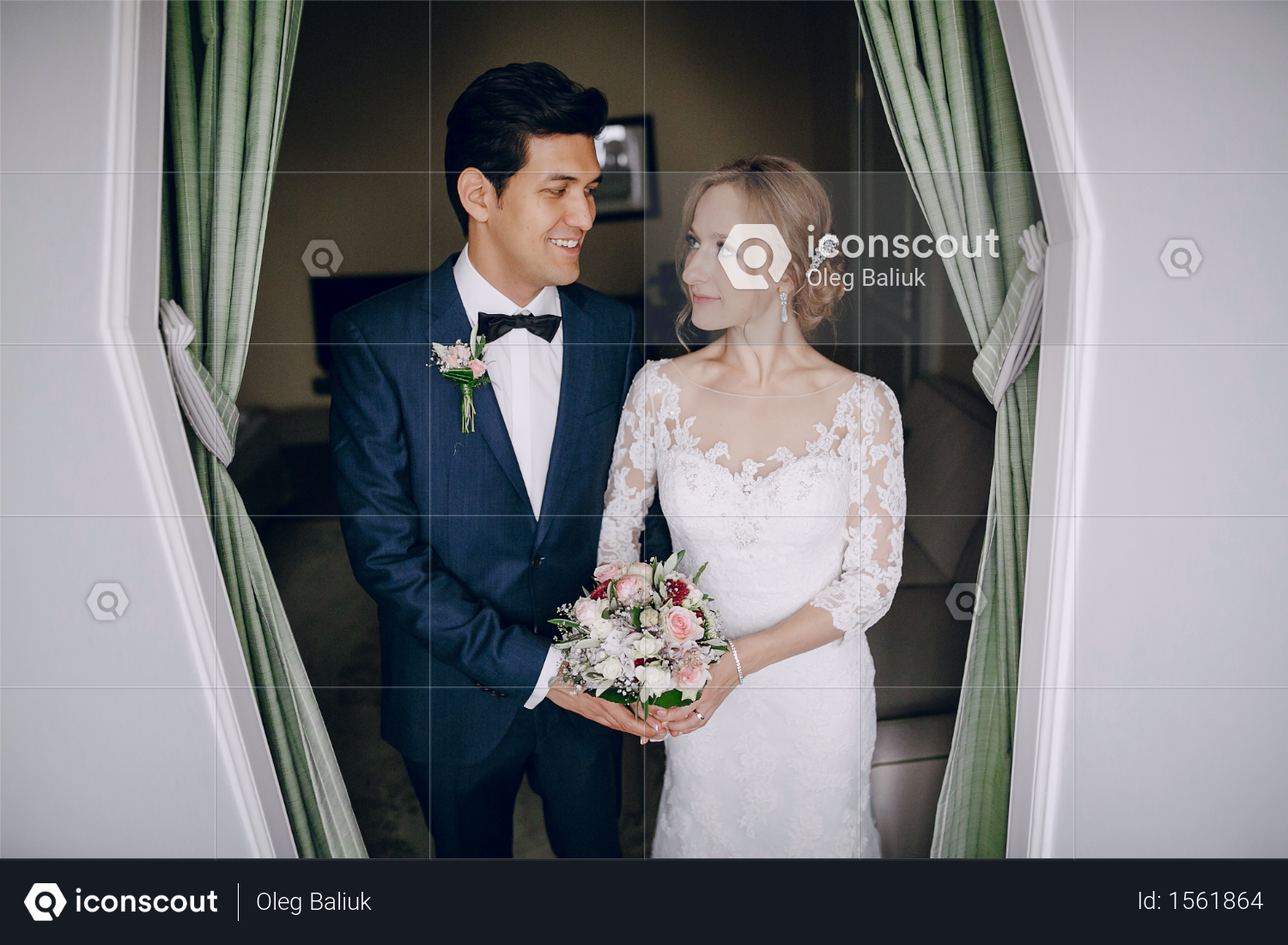 Premium Bride In Wedding Dress And The Groom In A Wedding Suit