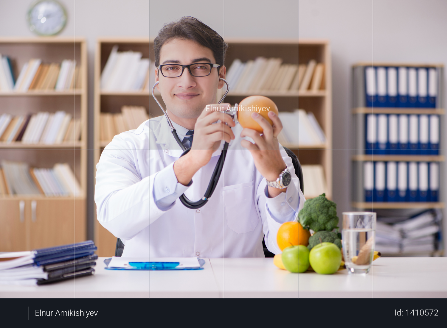 Doctor in GMO food concept Photo