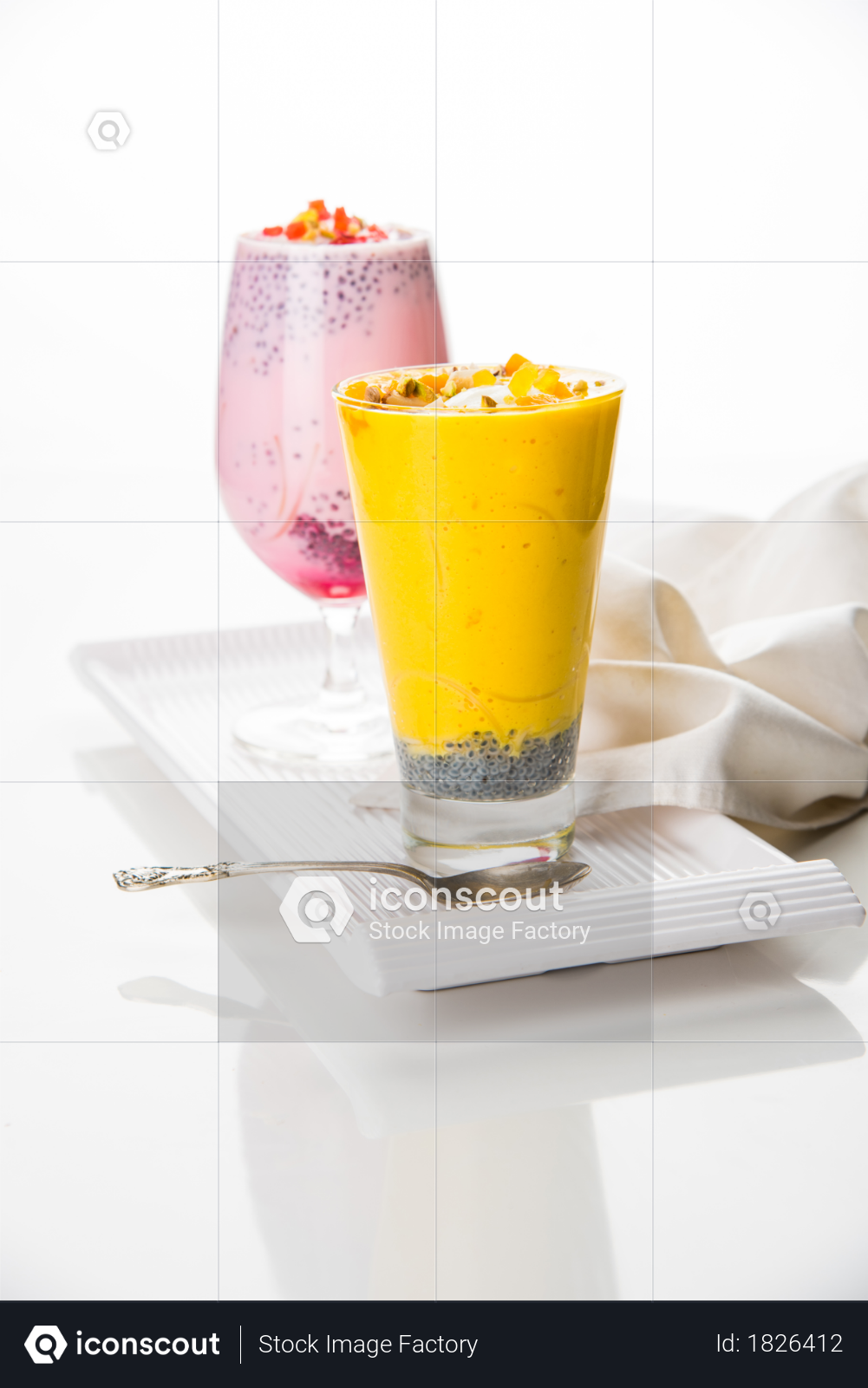 premium falooda or faluda is a popular indian dessert strawberry and mango flavoured which has ice cream noodles sweet basil seeds and nuts selective focus photo download in png jpg iconscout