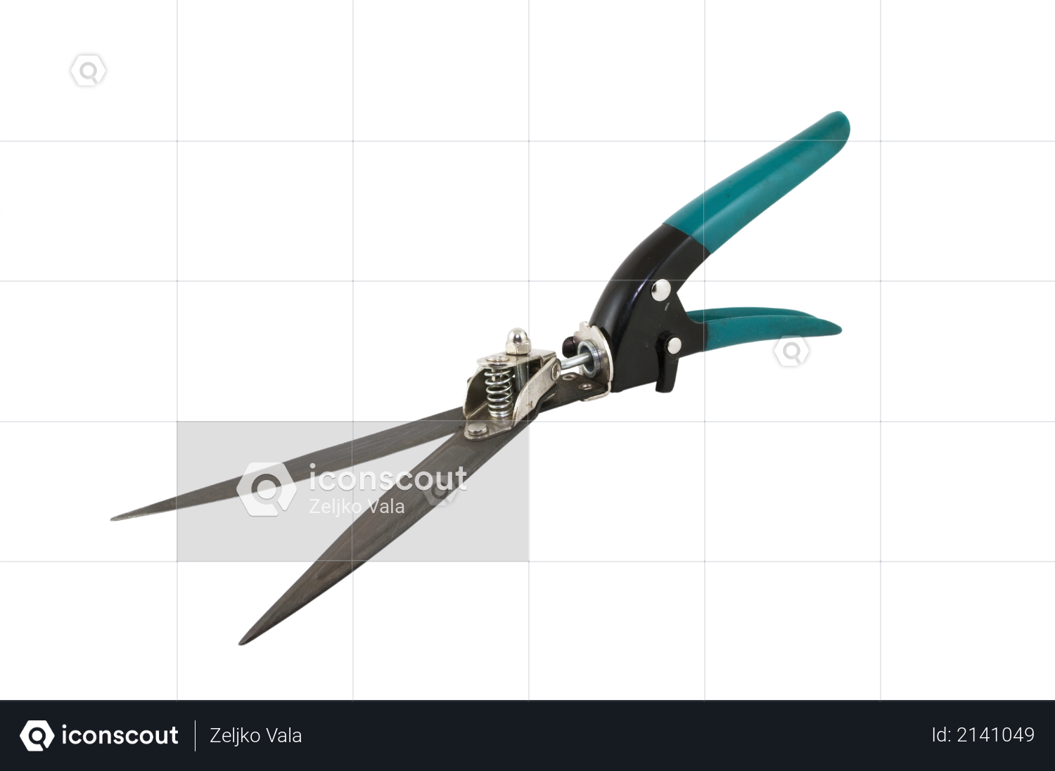 Hand shears for cutting grass isolated on white background Photo