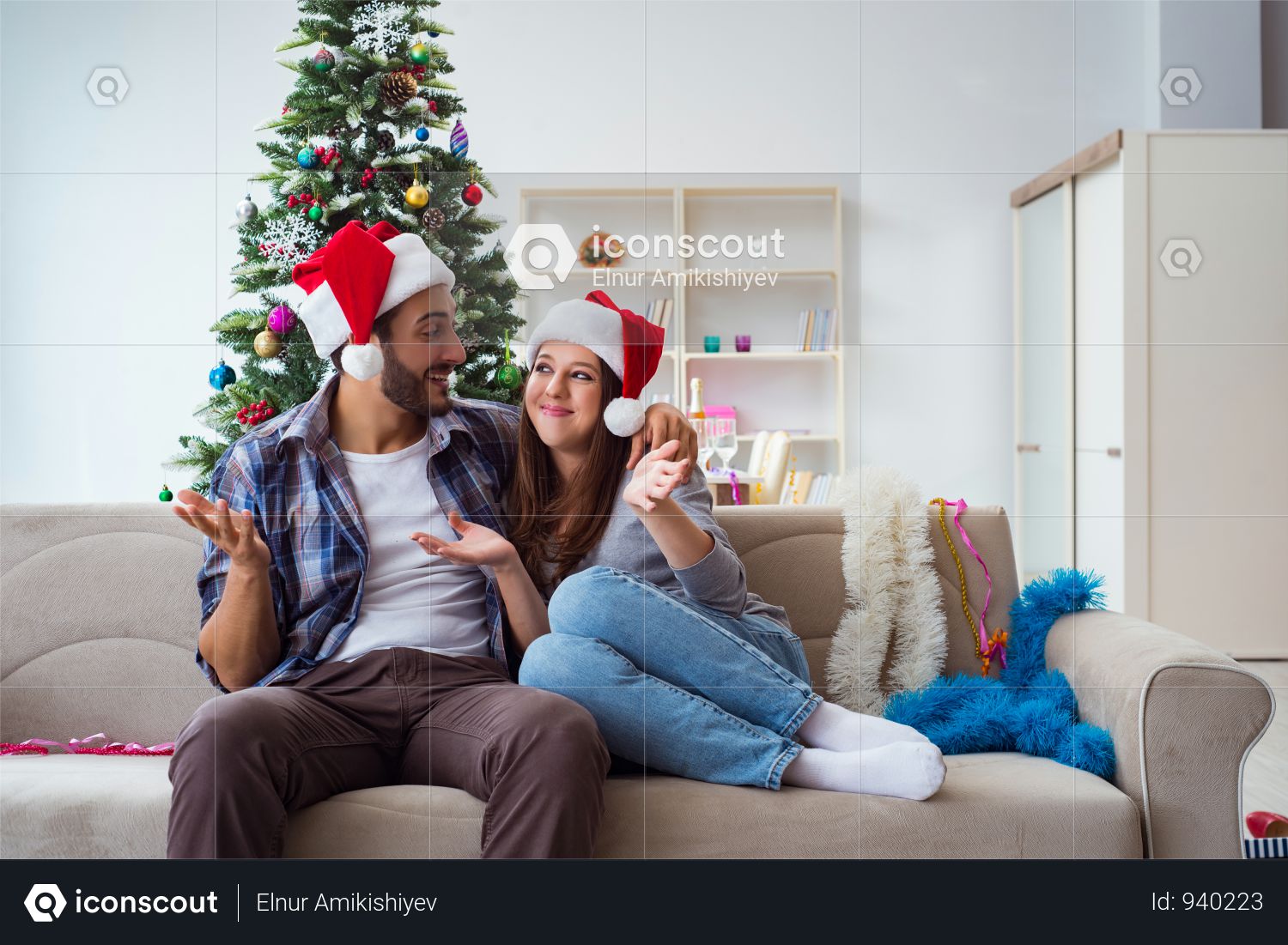 Happy Couple Celebrating Christmas Holiday Photo