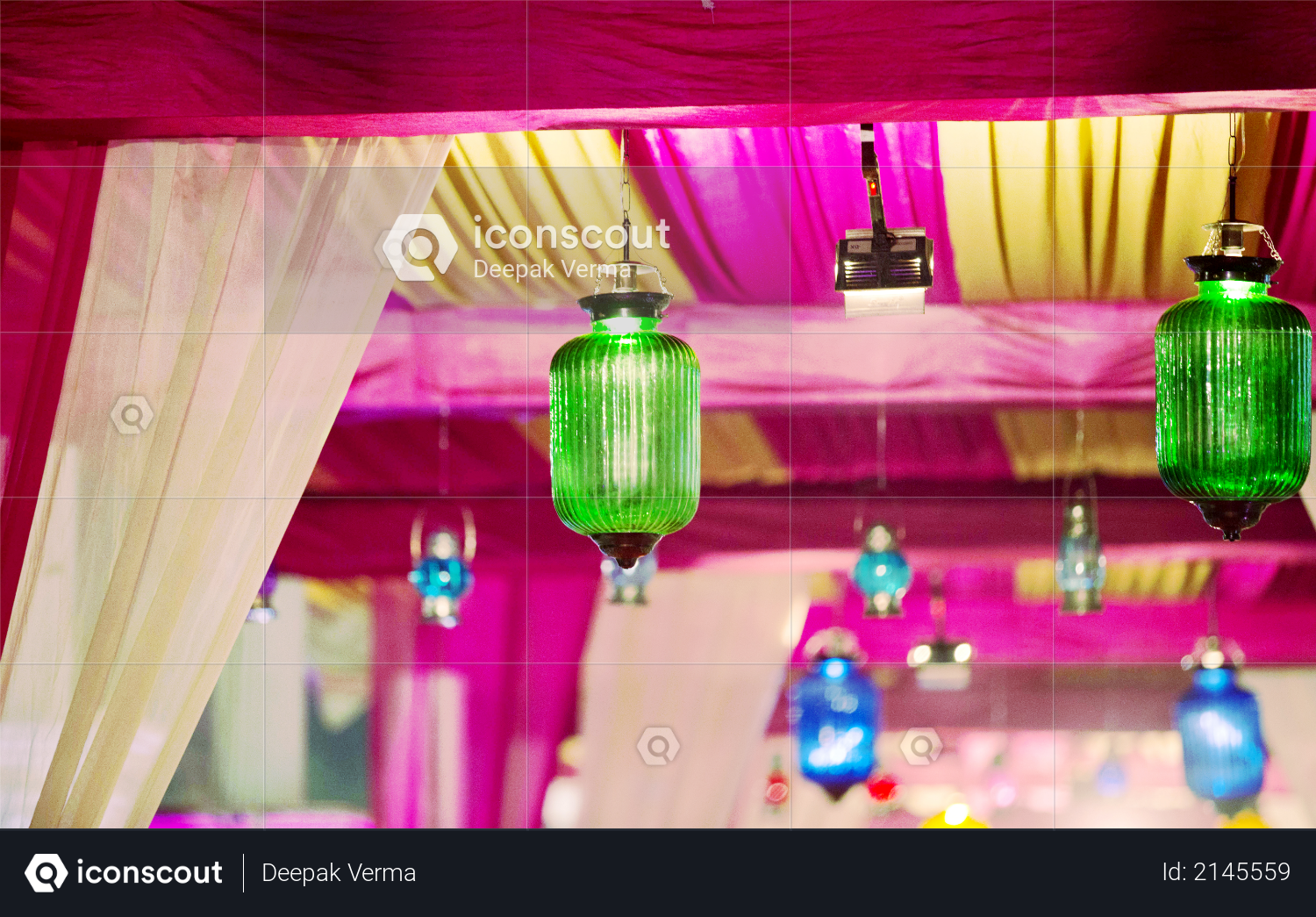 Light bulb decor in outdoor party & Wedding Photo