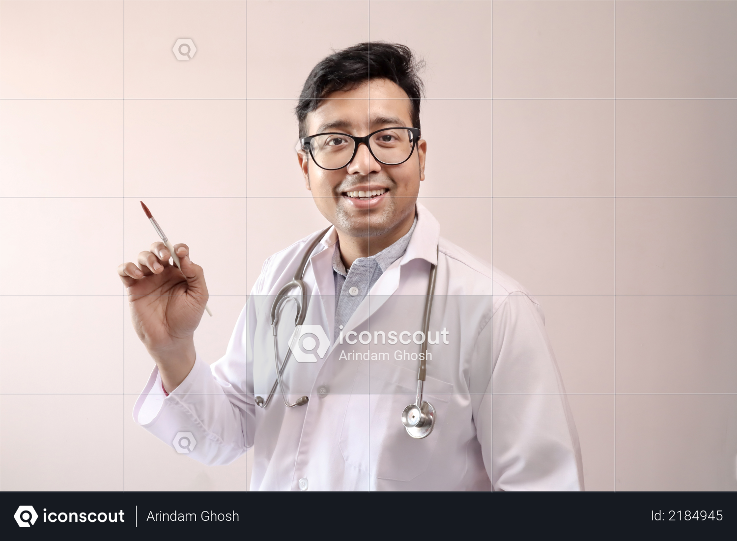 premium male indian doctor in white coat and stethoscope with paint brush photo download in png jpg format iconscout