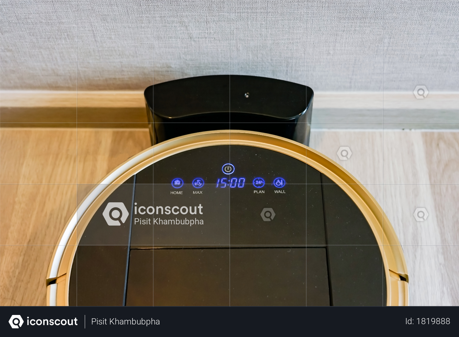 Premium Robotic Vacuum Cleaner On Laminate Wood Floor Smart Premium Robotic Vacuum Cleaner On