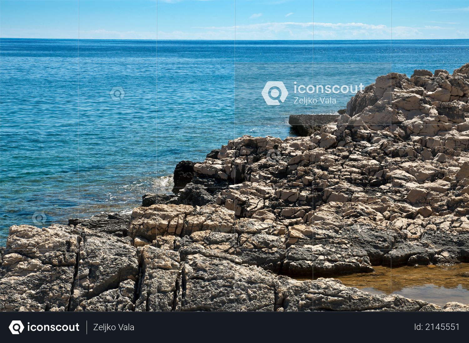 Rocky coast of the island of Losinj in Croatia Photo