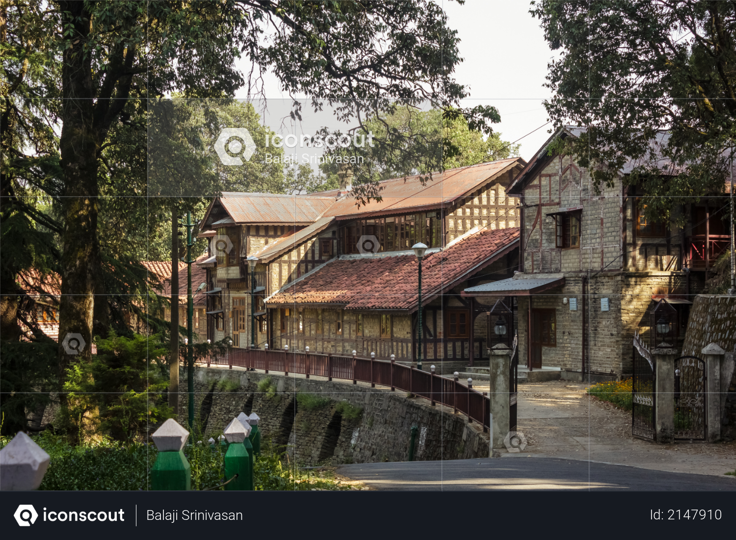 Shimla, Himachal Pradesh, India - May 2012: An old colonial era building made of stone in the Himalayan hill station. Photo
