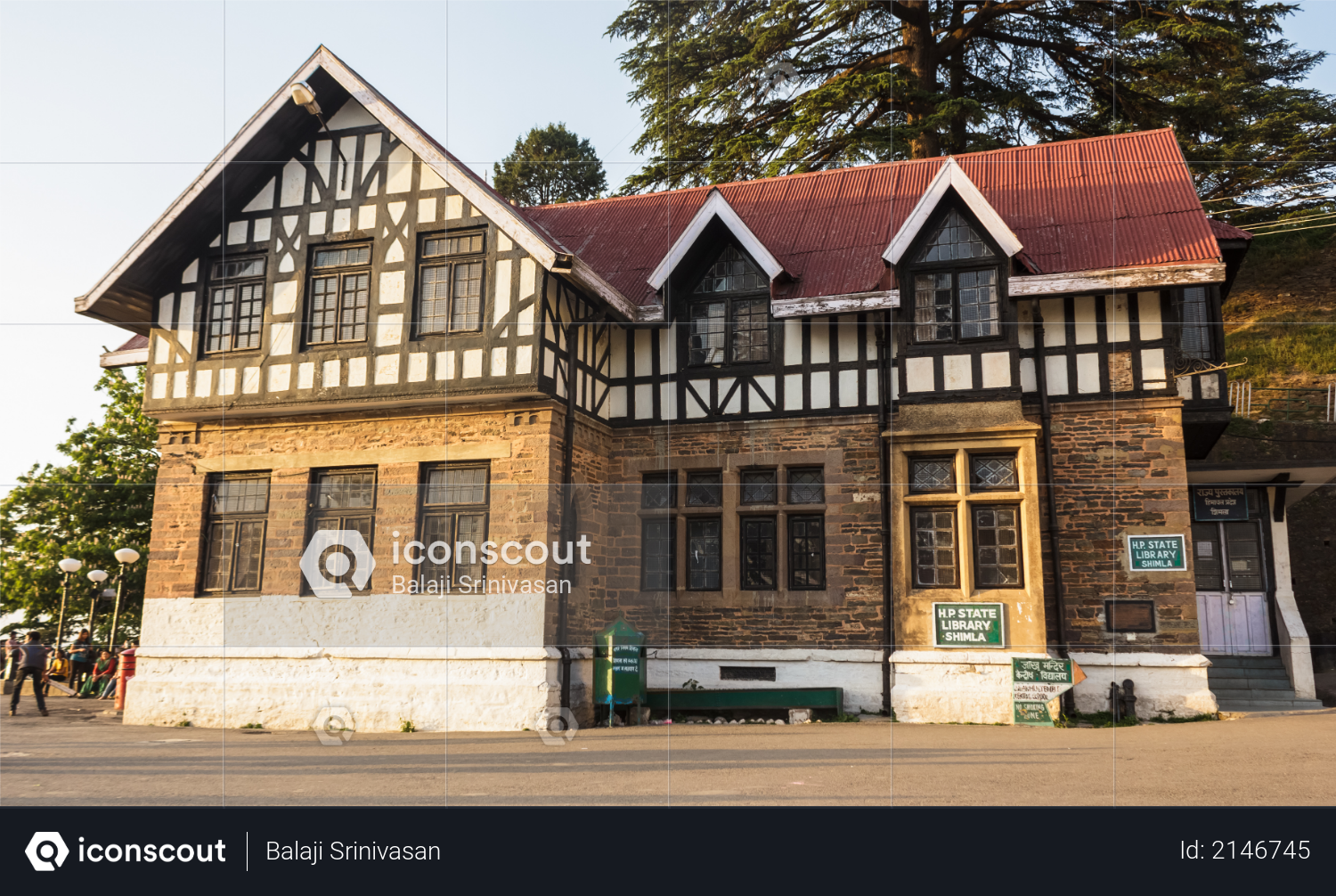 Shimla, Himachal Pradesh, India - May 2012: The exterior facade of the Himachal Pradesh State Library building constructed in the 19th century in the neo-gothic style. Photo