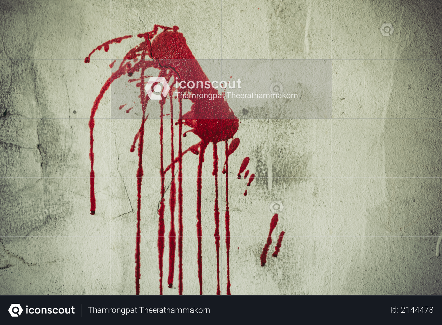 Splatter of red blood on wall in abandoned house, Halloween festival and event, Murder and Killer theme, Background for horror and scream film presentation - Criminal and social issues concept Photo