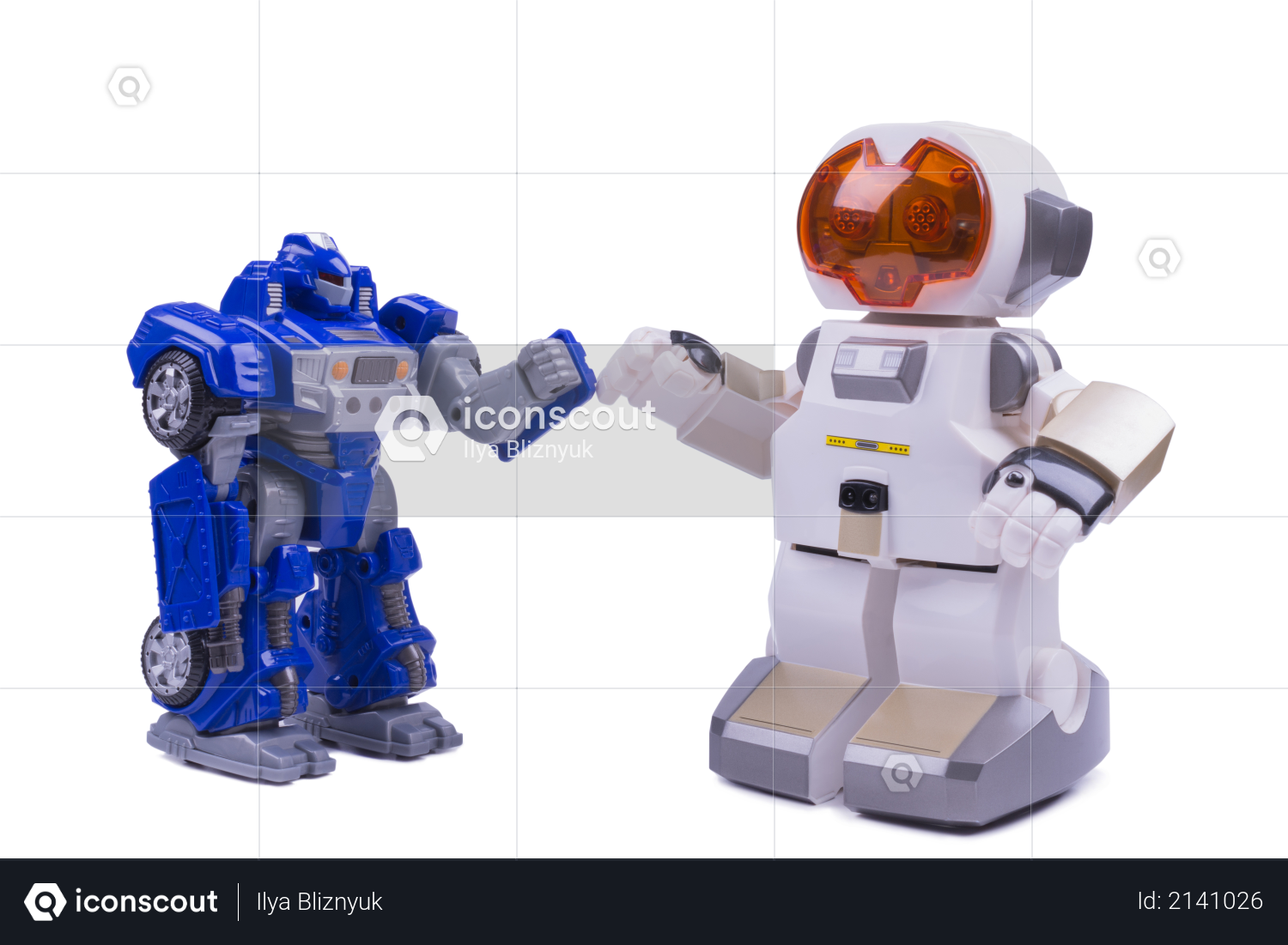 Two white robots on a white background Photo