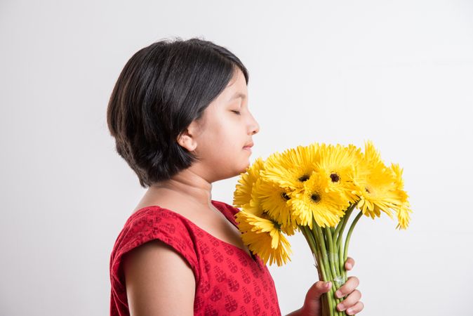 girl holding bouquet