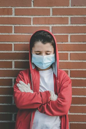 Download Premium Kid Wearing Medical Mask And Smile False On Stick Over Yellow Background Photo Download In Png Jpg Format PSD Mockup Templates